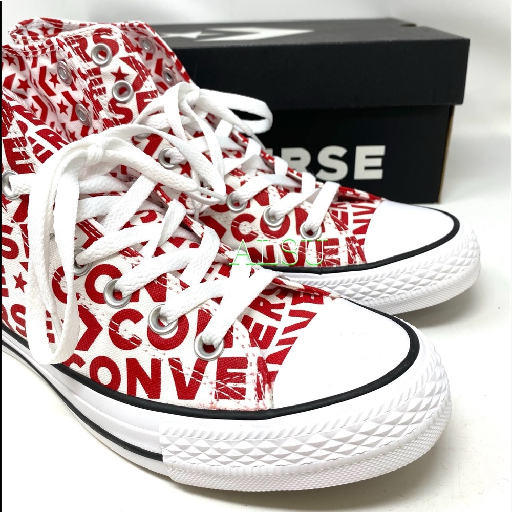 Converse Ctas High Top Logo Print Enamel Red Women - Picture 10 of 11